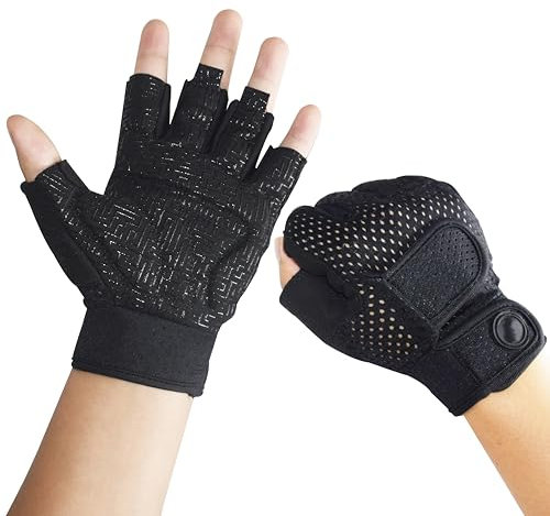 Nesirooh Fitness Handschuhe Herren Damen, Trainingshandschuhe für Gym, Krafttraining, Gewichtheben, Rudern, Radfahren (Schwarz Schwarz, L)