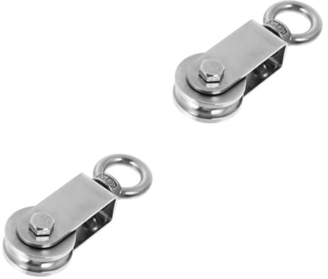 BELLIFFY 2 Stk Ringscheibe edelstahlstrohlme gym zubehör hebeanlagen Riemenscheiben-Aufzugssystem robuste Heberolle U-förmige Ringrolle Riemenscheibe aus Stahldraht Rostfreier Stahl Silver