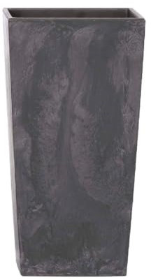 Stolmet Tall Flower Pot, Square Planter, Suitable for Indoor and Outdoor Usage, Perfect for Home and Garden Decoration, Capacity of 2L to 91.5L (Anthracite Concrete Effect, 26.6 Litres)