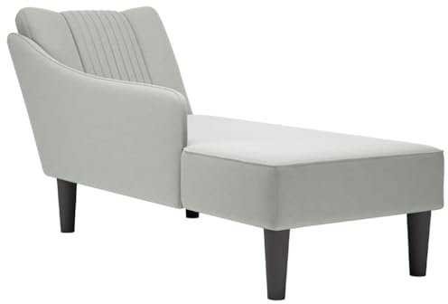 Gecheer Chaiselongue Indoor Lounge Sofa Relaxliege Relaxsessel mit Rechter Armlehne Hellgrau Samt