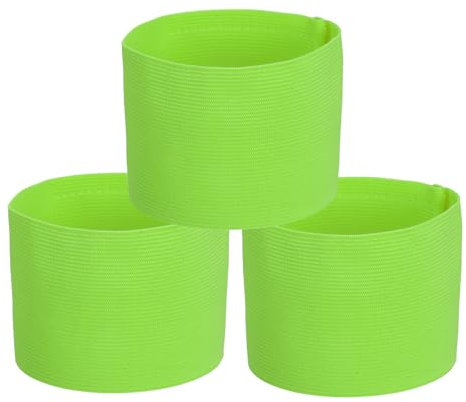 PATIKIL Fußball Kapitänsbinde, 3 Stück Kapitänsarmbänder für Fußball Elastische Kapitänsarmbinde Sport Kapitänsarmbänder für Jugendliche Erwachsene Fluoreszierendes Grün