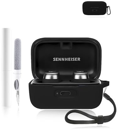 Silicone Protective Case for Sennheiser MOMENTUM True Wireless 4 Earbuds - Durable and Eco-Friendly Bluetooth Earphone Cover with Precise Holes - Black