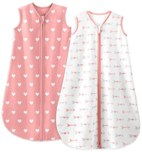 Yoofoss 2er Pack Schlafsack Baby Sommer 100% Baumwolle Musselin 0.5 Tog Sommerschlafsack Atmungsaktiv Babyschlafsack 84 cm für Jungen Mädchen Neugeborene 12-18 Monate