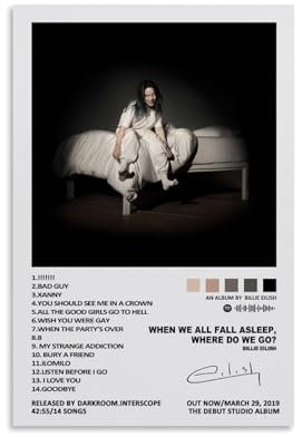Wandkunst Billie Music Eilish Album Poster Musikposter für Zimmer Ästhetische Leinwand Wandkunst Schlafzimmer Dekor 30 x 45 cm