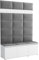 Brent - Garderobenschrank Flur Weiß mit sitzbank 150 cm Breit Luton 3 - Multifunktionale Flurgarderobe Set mit Stauraum und Wandpaneel, Garderobe mit Sitzfläche und Kleiderhaken