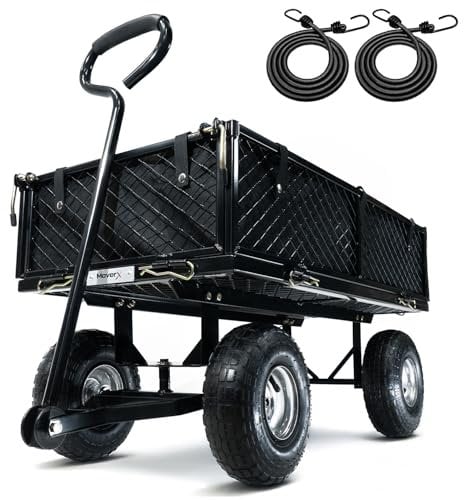MoverX 250KG Garden Trolley on Wheels, Heavy Duty Camping Cart, Trolly for Beach Outdoor Garden Picnic Fishing, Log Trolley, Wide Wheels, Black