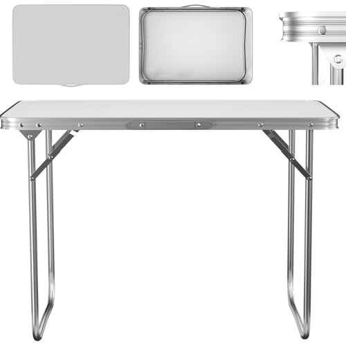 HSHa 2.6ft Folding Table, Camping Dinner Table,Heavy Duty Plastic Portable Dining Table with Carry Handle for Outdoor Indoor Garden, Balcony Market Kitchen Work Table,80x60x69cm