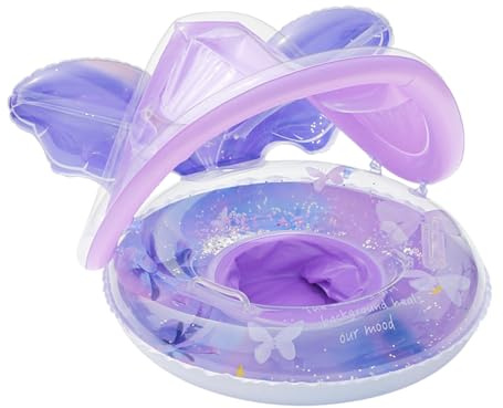 Nankoyal Flotteur pour Bébé avec Toit - Bouée Piscine pour Bébé avec Auvent Et Protection Solaire | Matelas Flottant Papillon pour Chaise Aquatique Lac Plage Jardin Piscine
