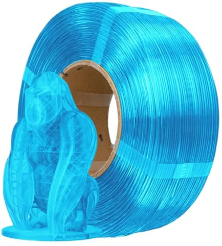 AzureFilm PETG Filament Hyper Speed Refill 1,75 mm – Ohne Spule – 1kg – Für Hochgeschwindigkeits-3D-Druck – Widerstandsfähig, Langlebig, Feuchtigkeitsbeständig (Blau Transparent, 1kg)