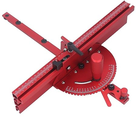 Table Saw Miter System, Precision Angle Fence Guide with 27 Stops and Limit Stop for Workshop Woodworking Aluminum Alloy Fits 30mm 45mm T Track 34 x 38in Slot