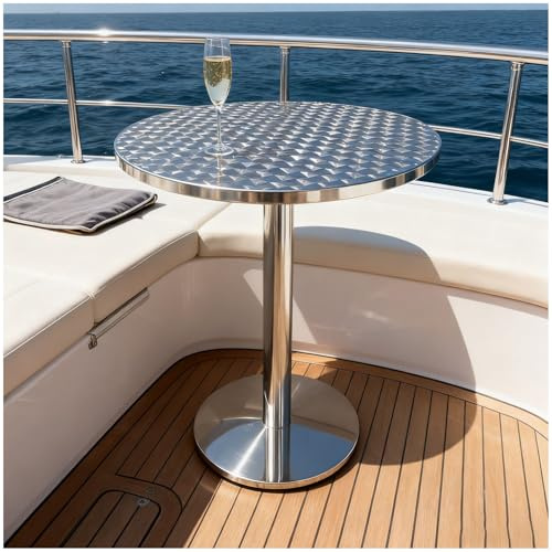 Preferspace Runder Bistrotisch, 75 cm (29,6 Zoll) hoch, Edelstahl, for drinnen und draußen, for Zuhause und Partys(70cm/27.6in)
