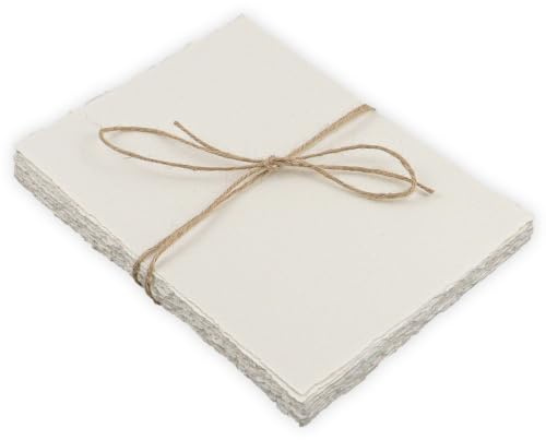 MISIQIMA 50 Blatt Büttenpapier A5, Aquarellpapier A5 / 148 x 210 mm | 160GSM Handgeschöpftes Papier, Strukturpapier Geeignet zum Malen, Schreiben und für Einladungen