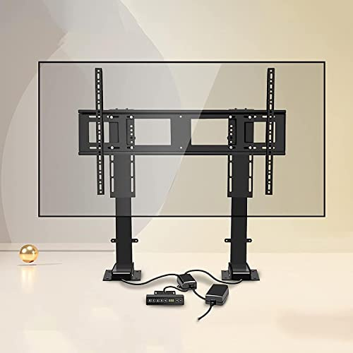 Motorized TV Lift Bracket with Remote Adjustable Double-Column Design Fits 55-120 Inch TVs Max Weight 130kg/286lbs Three-Sect Teles Stand