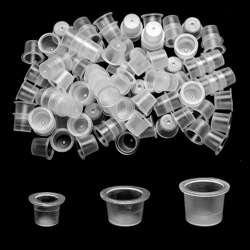 ATOMUS Tattoo Farbkappen Cups S M L 300 Stück Tattoo Kappe Inks Cups Transparent Pigment Cap Kunststoff Tinten Tasse Tattoo Zubehör Einweg