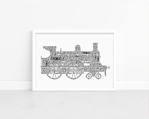 Personalised Steam Engine Train Word Art Print - Travel Train Spotter Railway Picture Wall Art Picture Gifts - A5, A4, A3 Poster, Prints & Framed