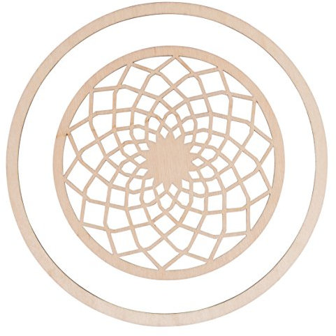 Rayher Hobby Rayher Holzscheibe Dream filigran, SB-Btl 2 Stück, 1 Holzscheibe 13cm ø, 1 Holzring 18cm ø, gelaserte Holz-Elemente für Traumfänger, Deko-Hänger, Wanddekorationen, FSC 100%, 62825000