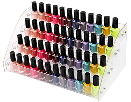 advancethy Nail Polish Display Rack Stand Makeup Organizer Multifunctional Multi-layer 4 Tiers Acrylic Nail Polish Cosmetics Varnish Storage Display Holder for Nail Polish Earrings Necklaces Rings