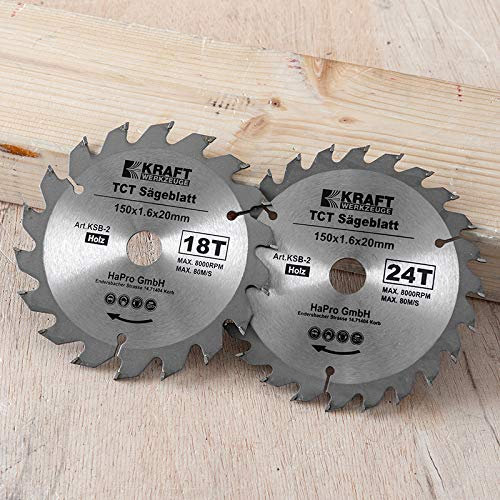 Handkreissägeblatt Set 2tlg. für Holz 150mm, Kreissägeblatt für Holz 150mm
