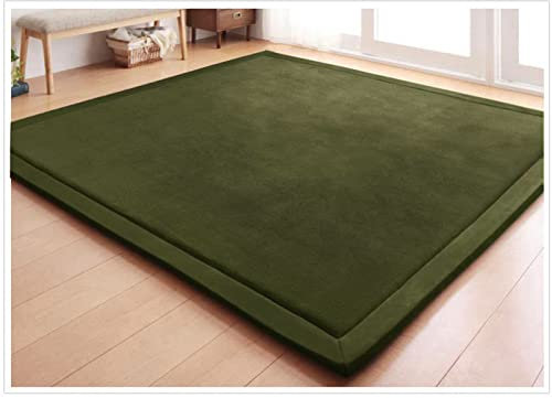 Fancytan Teppich Für Kinderzimmer, Krabbelmatte, Kinder Spielmatte Weich Teppiche Tatami for Schlafzimmer, Wohnzimmer, Klassenzimmer, Olivgrün, 150 x 200 cm