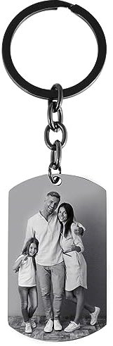 Akzent Schlüsselanhänger „Pelle“ Dog Tag schwarz Edelstahl Hundemarke mit Gravur Bild Text personalisierte Geschenkidee