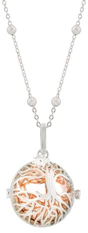 EGUZKILORE - Llamador de Ángeles Árbol de la Vida Cobre con Motivo Eguzkilore - Regalos originales para mujer Embarazada - Cadena Ajustable 110cm - Bola con Sonido