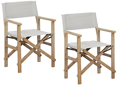 Estosa - Sedia Regista Brindisi, Set Da 2 Sedia Da Regista, Sedie Pieghevoli Da Esterno, Sedie Da Giardino Pieghevoli, Sedie Pieghevoli Legno Di Robinia Decapata Aq, Tessuto 360 Gr/m2 (Ecrù)