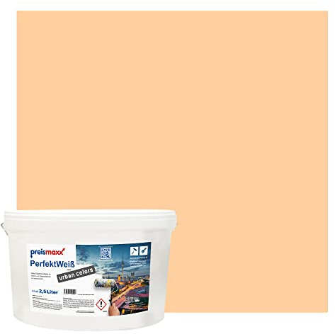 Preismaxx Perfektweiß urban colors, bunte Wandfarbe, orange, hellorange, light orange 2,5L, Innenfarbe, hohe Deckkraft Klasse 2, matt