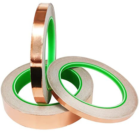 TTYSHIP® 3 Rotoli Nastro di Rame, 6mm/10mm/20mm x 20m Nastro Rame Adesivo per Messa a Terra, Saldatura e Difesa Dalle Chiocciole (Totale 60m)