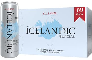 Icelandic Glacial Sparkling Water, Unflavored, 330 ml Cans, 10 Count