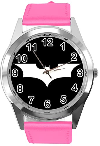 TAPORT Hot Pink Leather Round Watch for Action Movie Fans E2
