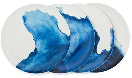 Rick Stein Coves of Cornwall - 4 Piece Dinner Plate Set - Large 28cm Diameter - Dining Set Featuring Beautiful Designs of Tableware Inspired by The Land and Seascape of Cornwall.
