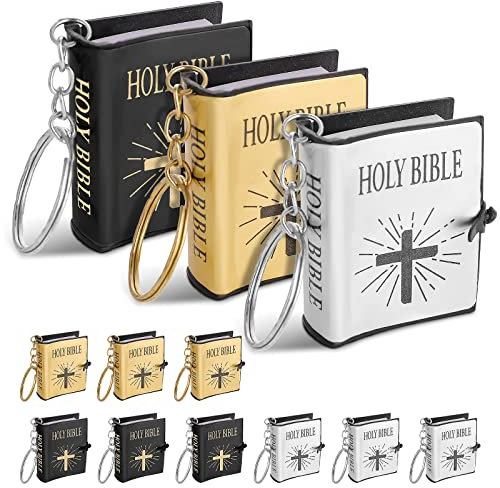 cobee Mini Bibel Anhänger, 12 Stück Mini Bibel Schlüsselanhänger Religiöse Jesus Schlüsselanhänger Kleine Bibel Schlüsselanhänger Souvenir Christliches Geschenk für Taufe