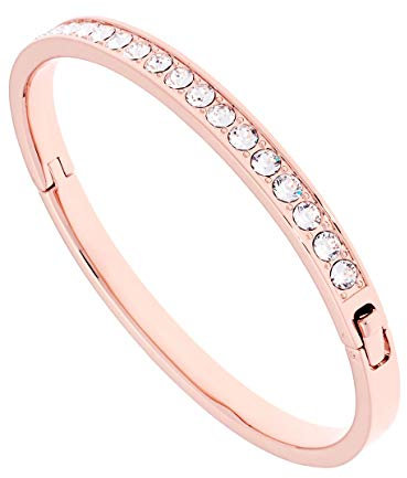 Ted Baker Clemara Hinge Crystal Bangle Bracelet For Women - Large (Rose Gold/Crystal)