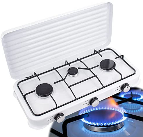 Gas cooker 3 flame camping cooker hob Tourist field cooker 2x 2,2kW 1x 1,1kW