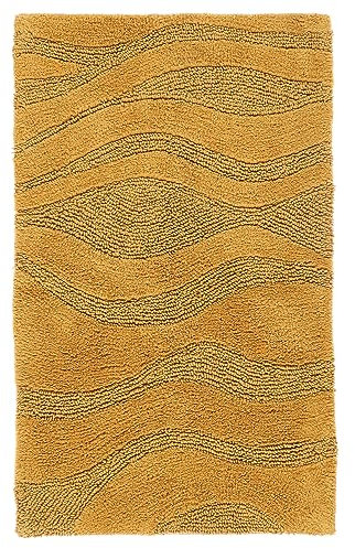 RugVista Badematte Breeze, 50 x 80 cm, Rechteckig, Mittelflor, Anti-Rutsch, Moderner Badteppich, Maschinenwaschbar bis 30°C, 100% Baumwolle, Gelb