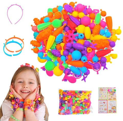 Niktule Schmuckherstellung für Kinder - Kreative Snap-Pop-Perlen, Kunst- und Bastelbedarf,Kreatives handgefertigtes Perlenpuzzle, multifunktionales pädagogisches Kinder-Schmuckherstellungsset