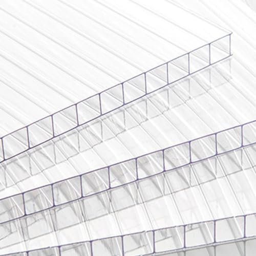 Lastra Policarbonato Alveolare 10 mm, Pannelli Policarbonato Trasparente 1000x1050 mm, Exolon® Con Doppia Parete, Ideale come Coperture per Tettoie, Giardini, Serre, Lucernari, Made in Italy
