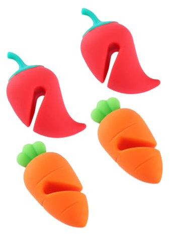 HOMSFOU 4pcs Silicone Lid Lifters Carrot Chili Shape Boil Over Stopper Pot Cover Holder for Kitchen Cooking Steam Releaser Safe Material