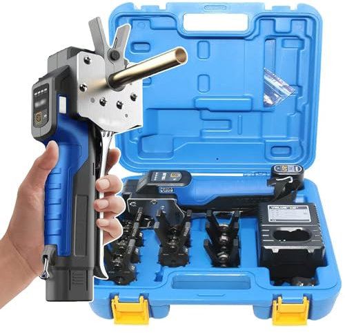 Roboraty 7.4V/2A Electric Flaring Tool Battery Powered Copper Pipe Flaring Tool Kit For Air Conditioning Standard 45° HAVC Pipes Fast Loading/Unloading,8Chucks