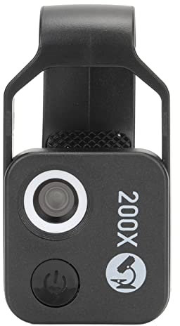 200X Phone -Taschenmikroskop mit LED-Licht, Clip-Design und CPL für Jadestein, Schmuck, Metall (Black)