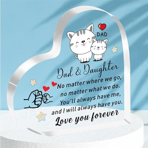 HULALA Dad And Daughter Acrylic Plaque Gifts,Father's Day Gifts From Daughter,Dad Daughter Plaque Gifts For Birthday Christmas Valentines