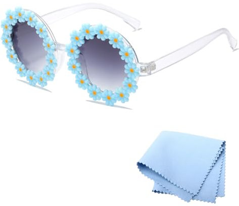 Doukesh Daisy Sonnenbrille - Klassische Runde Blumen Hippie Brille für Damen und Kinder
