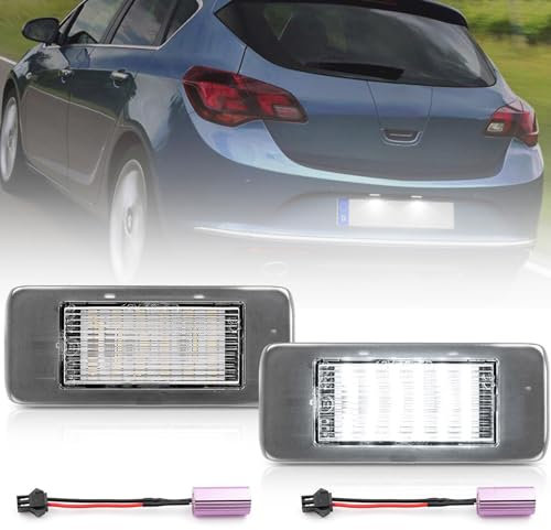 BHZNGD Kennzeichenbeleuchtung, 2 Stück fehlerfreie 6000 K, weiße Xenon-Kennzeichenbeleuchtung, kompatibel mit Opel Vauxhall Astra J Kombi Sports Tourer 2010-2015 Zafira Tourer C Ab 2012