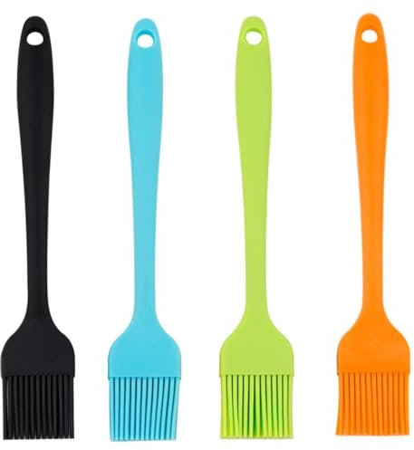 WeddHuis Pincel de Silicona de 4 Piezas para Barbacoa, Asar, Hornear y Cocinar (4 colores)