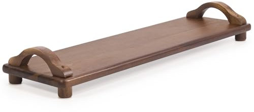 woodluv Large Serving Tray, Charcuterie & Cheese Board with Easy Carry Handle, 55 x 17 x 7.8 cm