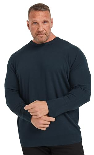 BadRhino Big & Tall Blue Crew Neck Jumper - Men's - Plus Size Curve
