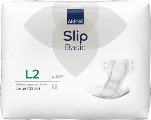 ABENA Slip Basic L2 | Pack of 23 | Incontinence Pads Women & Men with an Absorbency of 2800ML | Fast Absorbing Adult Nappies with a Odour Control System. ABENA Incontinence Pads Hip Size 100-150cm