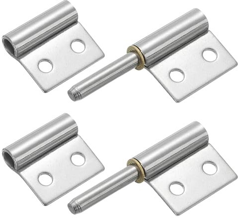 sourcing map Lot de 2 charnières soudables en acier inoxydable 304 de 5,1 x 3,8 cm (L x l) avec charnière pré-perforée pour porte battante en métal, rampe de remorque, argenté