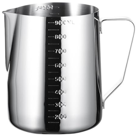 SynapSYA Milk Frother Jug 350/600/900ml Milk Frothing Jug Stainless Steel Coffee Cup Sharp Mouth Barista Frother Pitcher Kitchen Cafe Accessories for Making Coffee(900ml)