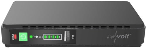 revolt Mini USV: Mini-UPS für unterbrechungsfreie Stromversorgung, 8.800 mAh, USB/DC (5V USV, 5V UPS, Überwachungskamera)